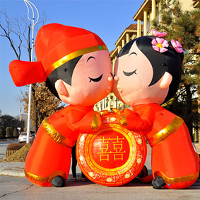 充氣卡通婚慶新人模型